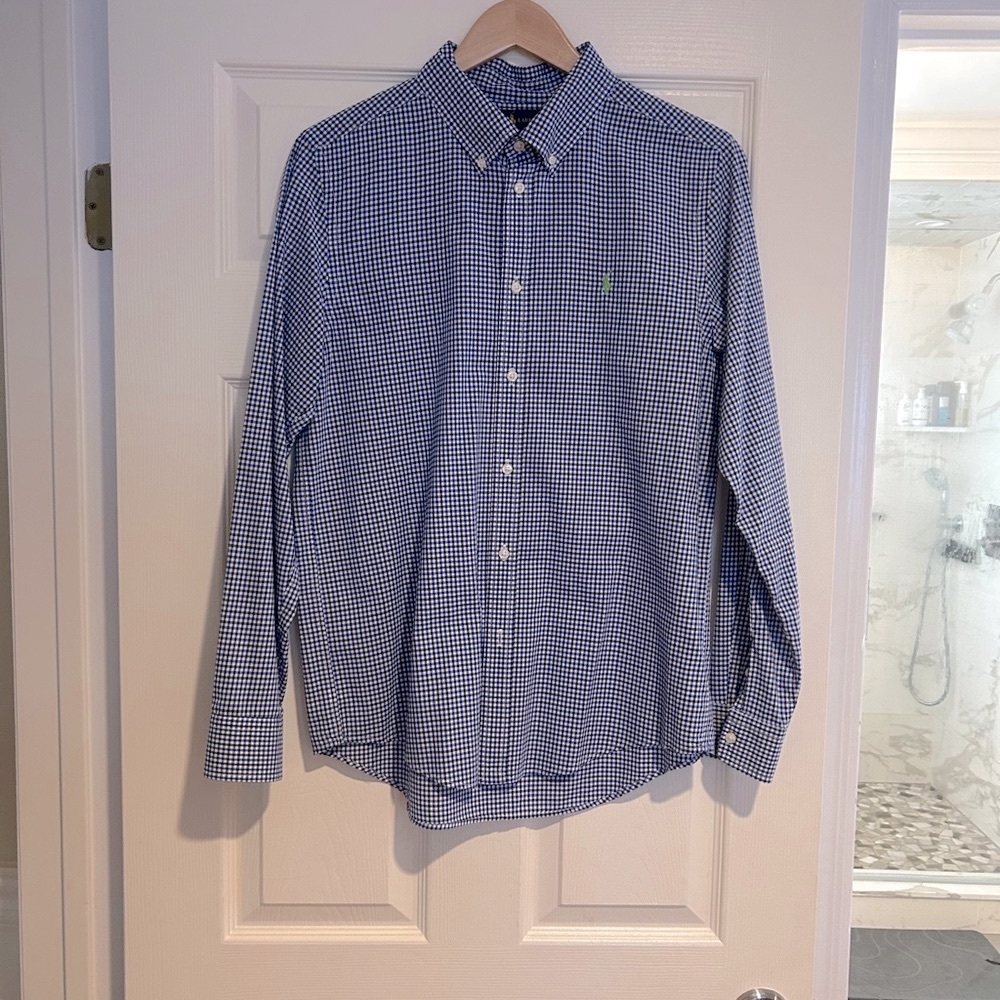 Great Condition Ralph Lauren Kids Navy Checkered Button-Down Shirt XL 18-20